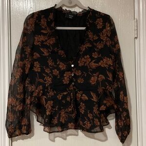 VICI Black and Brown Floral Blouse